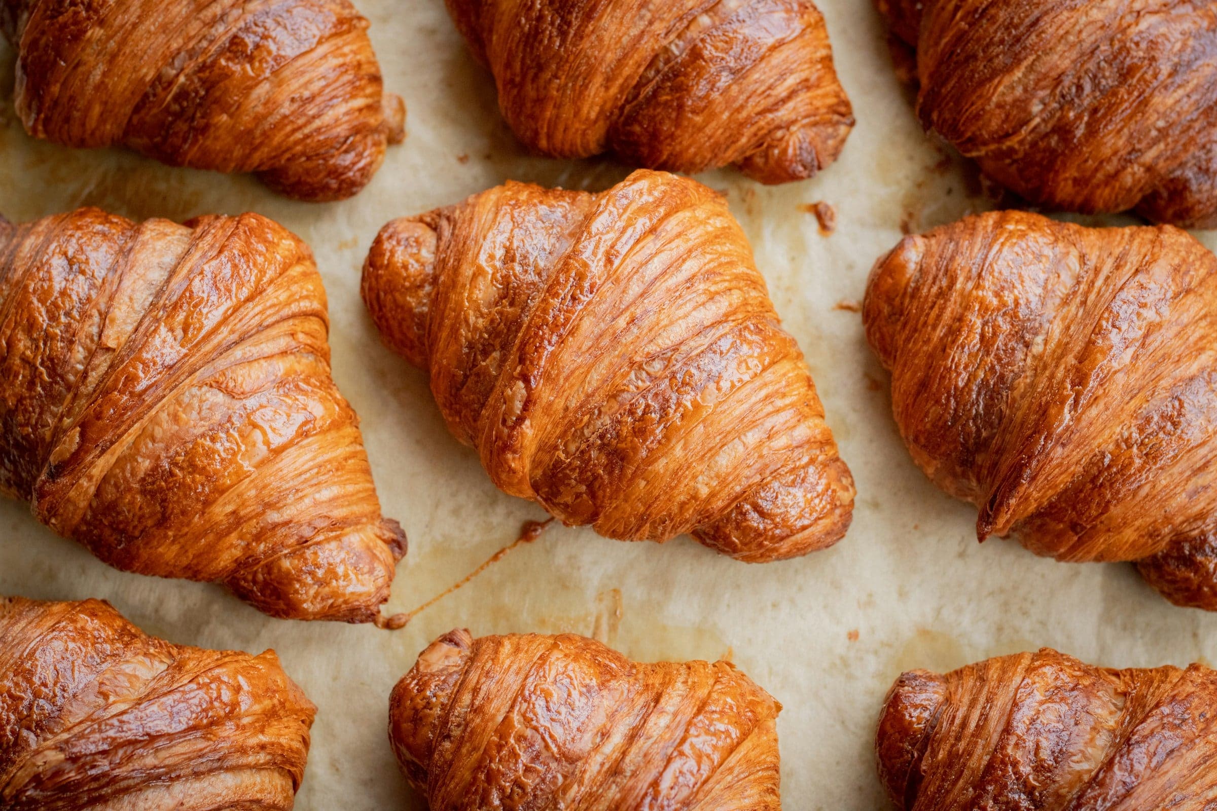 Croissants on baking paper
