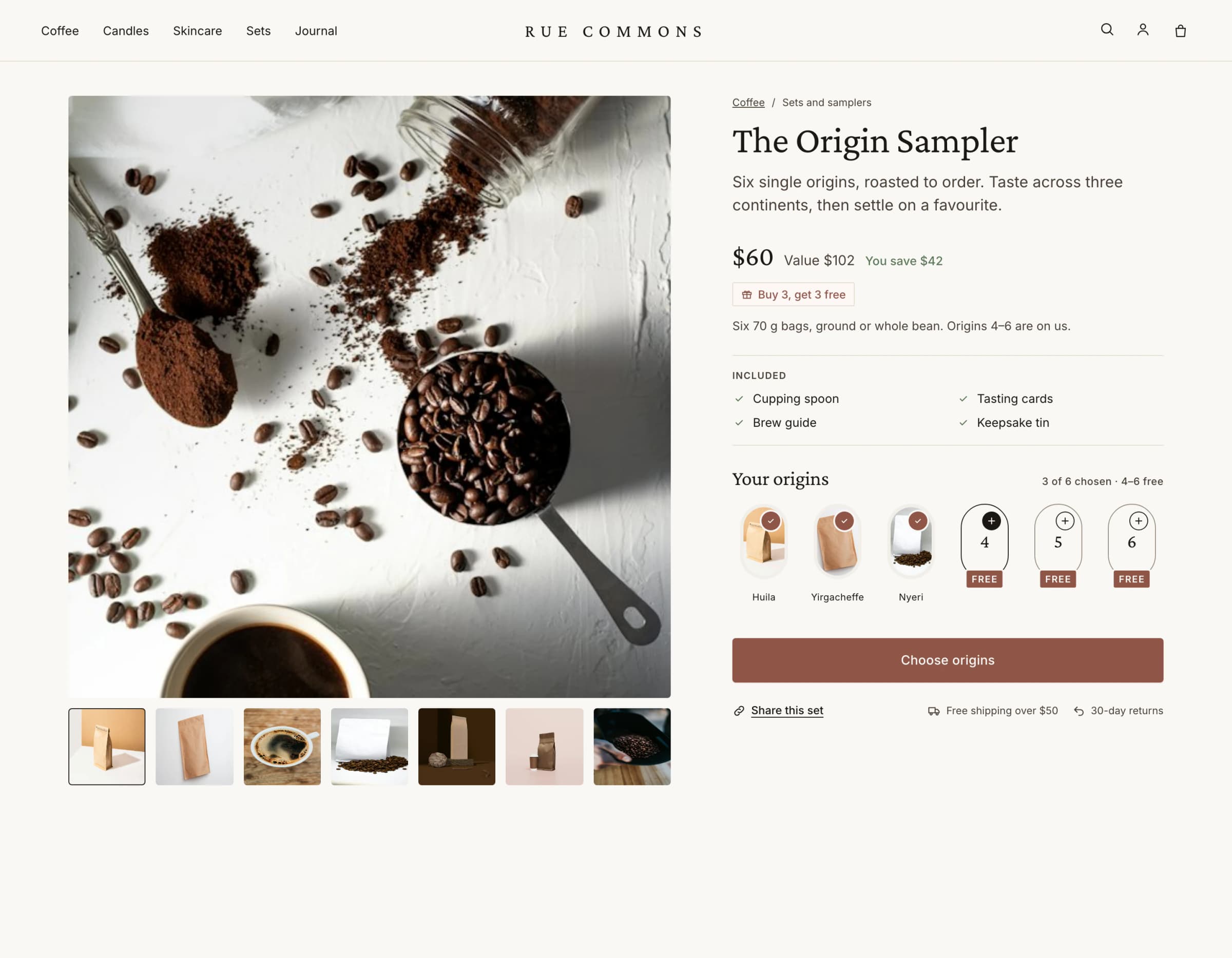 Pills layout on a product page