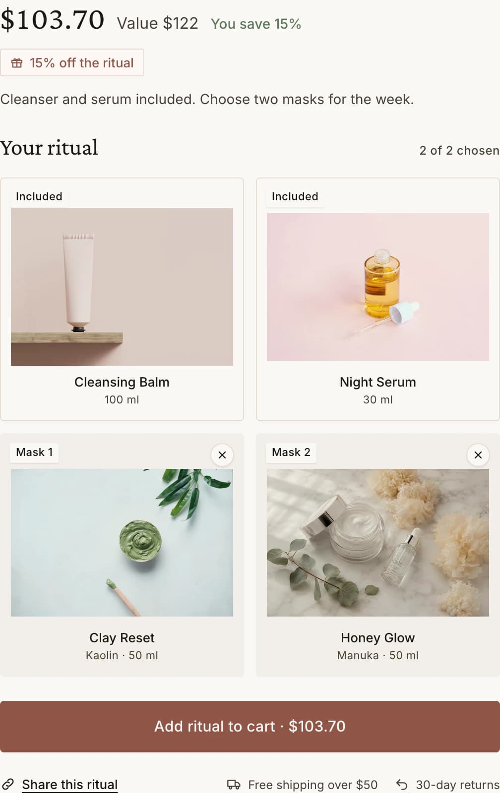 Tiles layout on a product page