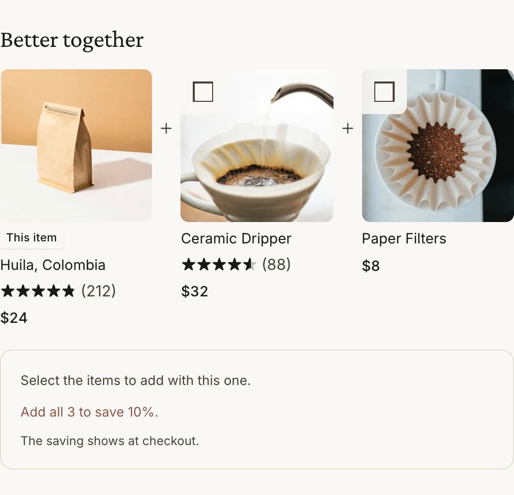 Frequently bought together: three items, $57.60, save 10% together
