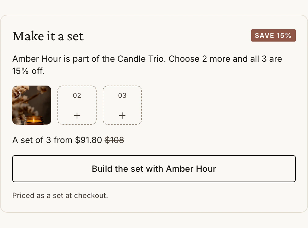 Make it a set block on a product page